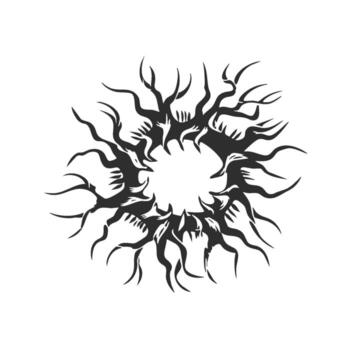 Abstract Circular Pattern With Organic Tendrils Silhouette Illustration. Symbolizing Growth And Nature'S Complexity. Isolated Illustration vector