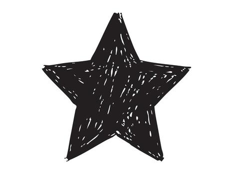 Black star silhouette with textured pattern isolated on white background. concept of icon, design element, decoration, minimalistic art, graphic symbol, artistic sketch, Hand drawn style vector