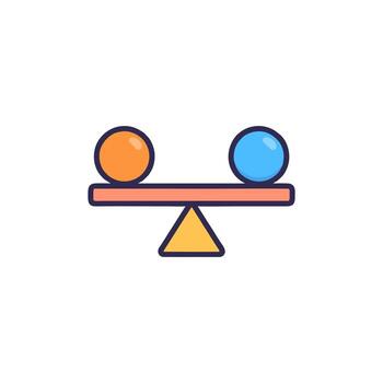 Balanced Scale with Two Different Balls Icon vector