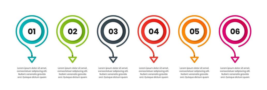 Infographic Element Design Templates with Icons and 6 Numbers. Suitable for Process Diagram, Presentations, Workflow Layout, Banner, Infographic vector