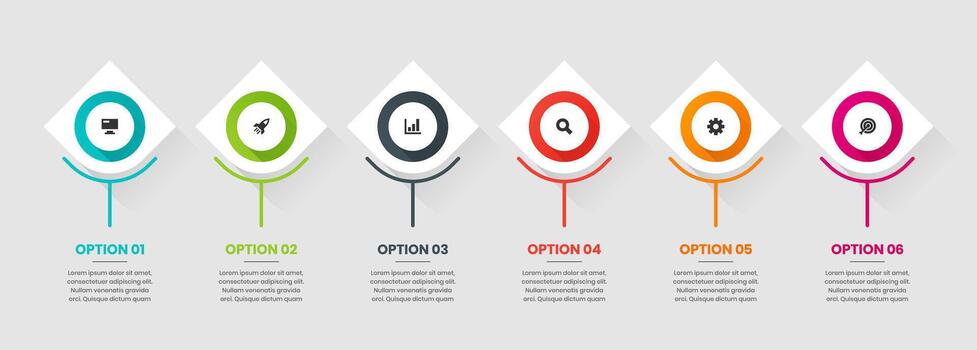 Abstract Infographic Element Design Templates with Icons and 6 Options. Good for Process Diagram, Presentations, Workflow Layout, Banner, Infographic vector