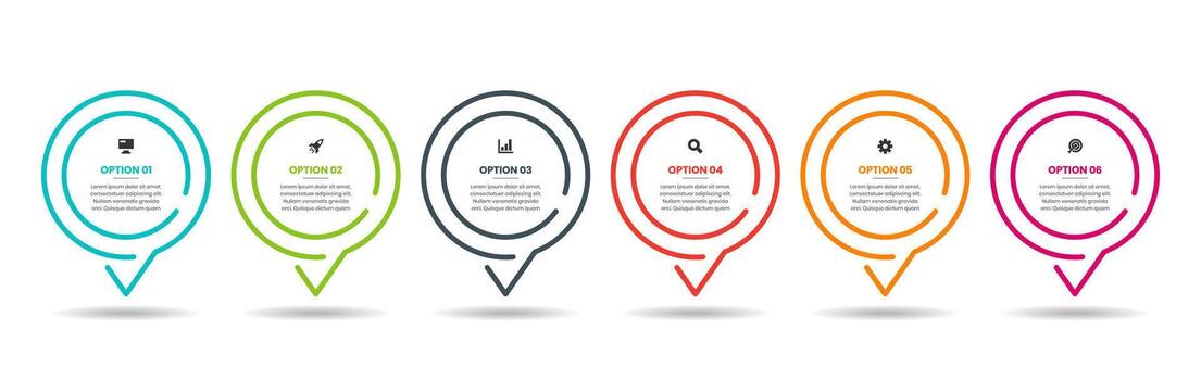 Line Infographic Element Design Templates with Icons and 6 Options. Good for Process Diagram, Presentations, Workflow Layout, Banner, Flow Chart, Infographic vector