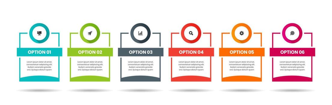 Label Infographic Element Design Templates with Icons and 6 Options. Can be Use for Process Diagram, Presentations, Workflow Layout, Banner, Flow Chart vector