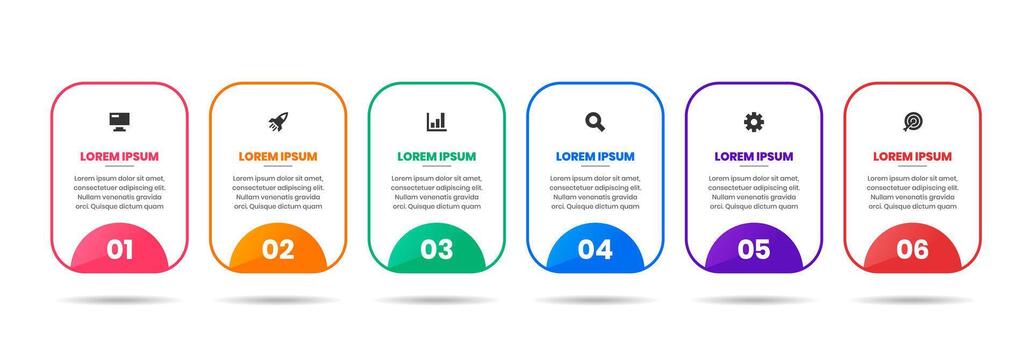 Label Infographic Element Design Templates with Icons and 6 Numbers. Suitable for Process Diagram, Presentations, Workflow Layout, Banner, Flow Chart vector
