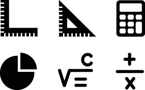 Math and Geometry Icons Set mathematics ruler vector