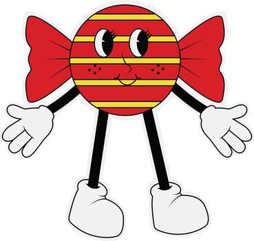 Groovy Retro Character in Cartoon Style vector