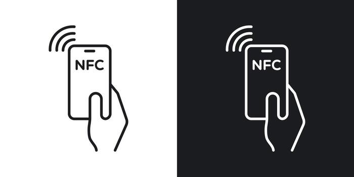 NFC payment icon set. NFC payment with smartphone set icons. NFC technology icon. Contactless NFC payment sign. vector
