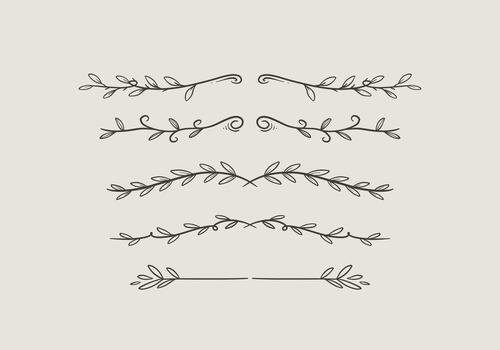 Hand Drawn Leaf Line Divider Set with minimal Botanical Accent Elements vector