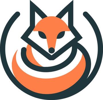Geometric Fox Curled Up in a Circle Frame vector