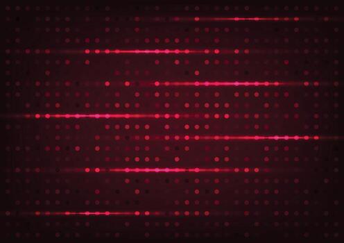 Red dot pattern tech light line background vector