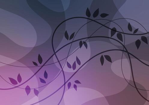 Black leaf curve line art abstract background vector