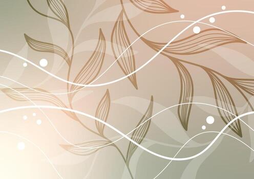 Abstract art brown leave line curve background vector