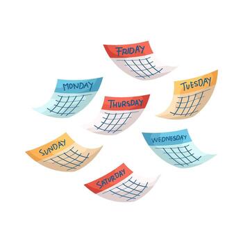 Illustration of Calendar Pages Representing Days of Week vector