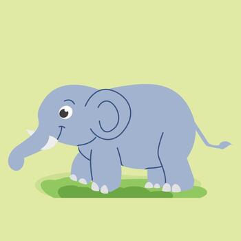An elephant is standing on grass with a green background vector