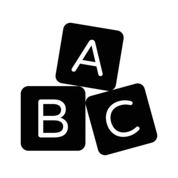 An editable glyph icon of alphabet learning block vector