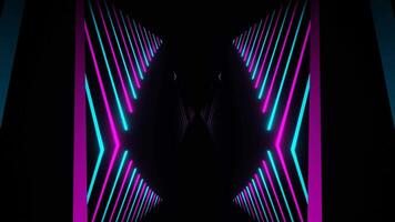 rosa och cyan neon rader släppa i spegel korridor bakgrund vj slinga i 4k video