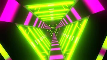 rosa och grön neon cyber triangel- sci-fi tunnel bakgrund vj slinga i 4k video