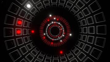 rojo y blanco luz estroboscópica en neón cuadrado elementos túnel antecedentes vj lazo en 4k video
