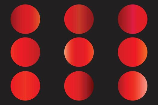 Nine red and orange gradient circles on a dark background vector