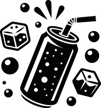 a soda can with cubes and bubbles vector