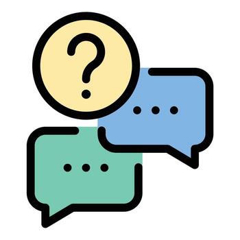 Question icon flat line style illustration representing inquiry and information request suitable for help centers FAQ sections and educational platforms projects vector