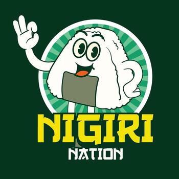 Happy onigiri Macot Character in Different Pose vector