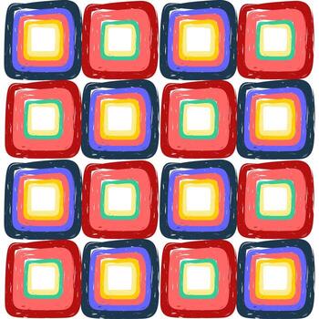 Abstract Handdrawn Square Shape Colorful Seamless Repeatable Pattern Artwork vector