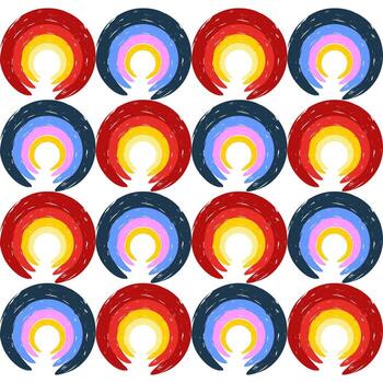 Abstract Grunge Style Round Shape Repeating Rainbow Decorative Pattern vector
