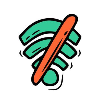 Simple Handdrawn Line Style Wifi Disconnected Wireless Signal Communication Icon vector