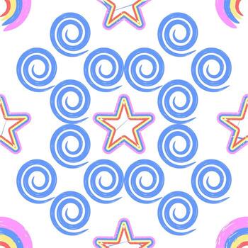 Abstract Distressed Star and Swirl Repeat Pattern Decorative Arts Background vector