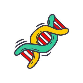 dibujos animados vistoso estilo adn doble hélice estructura aislado gráfico elemento vector