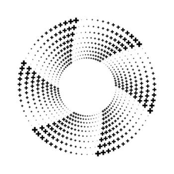 Abstract circular design composed of black plus symbols vector