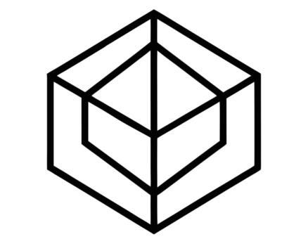 Abstract Geometric Hexagonal Cube Shape, Minimalist Line Art Design, Modern, Stylish, Clean, White Background, Simple, Elegant, Intriguing, Bold Black Lines vector