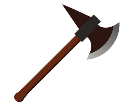 Medieval Battle Axe A Fierce, Dark Brown Handheld Weapon, Isolated on White Background, Illustrative Image of a Historical Axe for Games and Design. vector