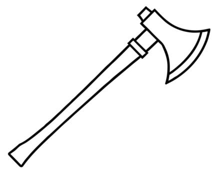 Sharp Single Line Drawing of a Medieval Battle Axe, Isolated on White Background, Illustrating a Powerful and Dangerous Weapon vector