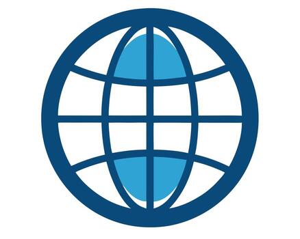 Serene Blue Globe Icon Representing Global Connectivity, International Communication, and Worldwide Networking - Professional digital artwork with vibrant colors and detailed composition vector