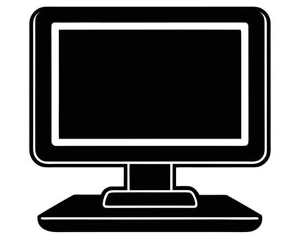 Sleek Black Computer Monitor Displaying a Blank Screen in a Minimalist Style, Evoking a Sense of Quiet Productivity vector