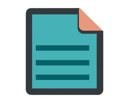 Serene Teal Document Icon A Calming Image of a Paper Sheet with Text, Ideal for Website Design and User Interfaces vector