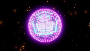 raggiante neon geometrico struttura avvolgente un' pulsante sfera video