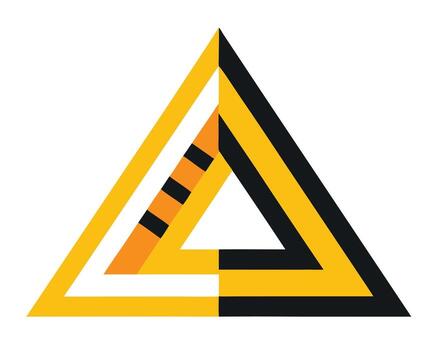 Abstract Geometric Triangle Design Bold Yellow and Black Interlocking Shapes on White Background, Modern and Striking vector