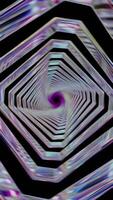 hypnotiserend iriserend achthoekig spiraal tunnel roterend, naadloos lus animatie. video
