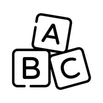 An editable outline icon of alphabet learning block vector