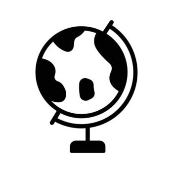 Easy to edit glyph icon of rotating table globe. vector