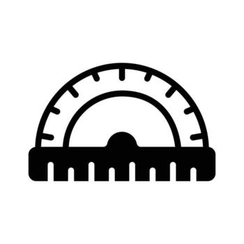 Easy to edit glyph icon of angular protractor tool. vector