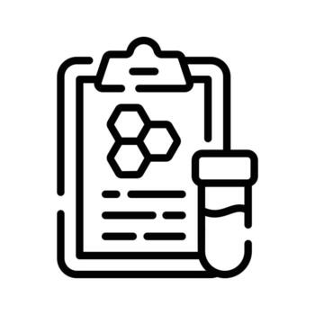 A linear icon showing detailed lab report paper vector