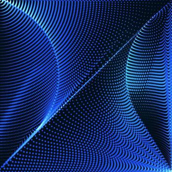 abstract blue lines and dots on a black background, Abstract blue background with halftone dot flowing light lines, a modern digital wallpaper with a dynamic wave pattern and futuristic 3D curves vector