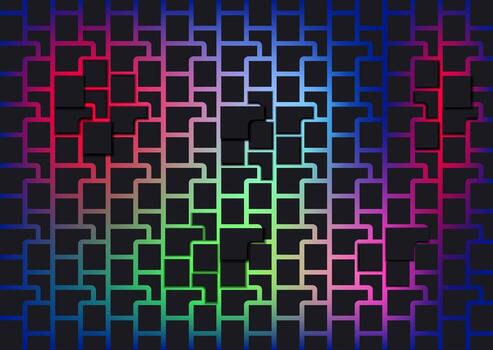 a colorful background with squares and lines with neon colour light effect, vector