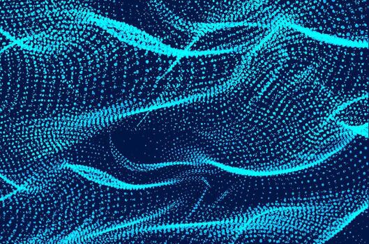 abstract blue waves dot on a dark background with neon colour effect, vector