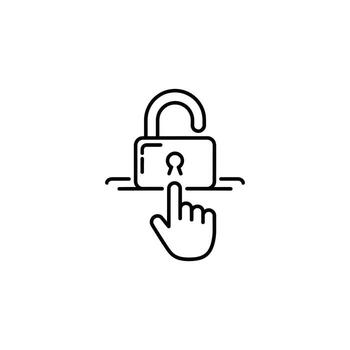 Fingerprint scan unlocks open padlock icon vector