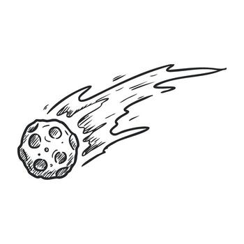 bosquejado meteorito carreras mediante espacio con ardiente sendero vector